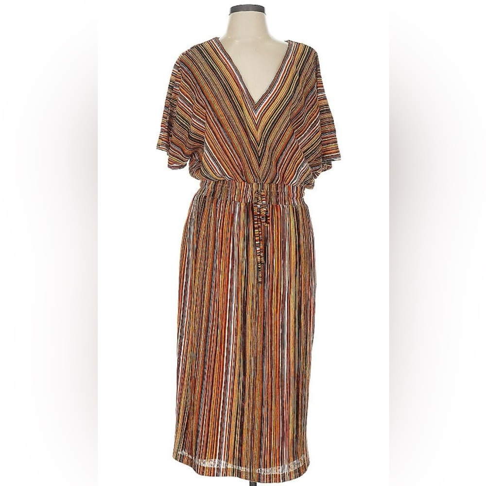 Maggy London Vibrant Striped Midi Dress